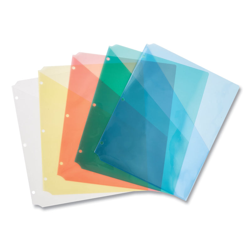 Avery Binder Pockets, 3-Hole Punched, 9.25 x 11, Assorted Colors, 5/Pack