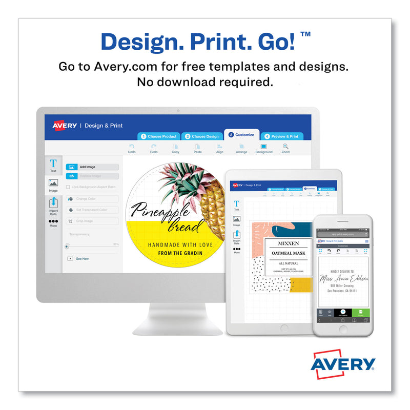 Avery Square Labels with Sure Feed and TrueBlock, 1.5 x 1.5, White, 600/Pack