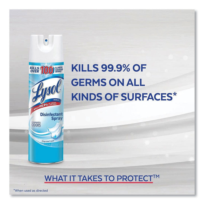 LYSOL Disinfectant Spray, Crisp Linen, 19 oz Aerosol Spray, 12/Carton