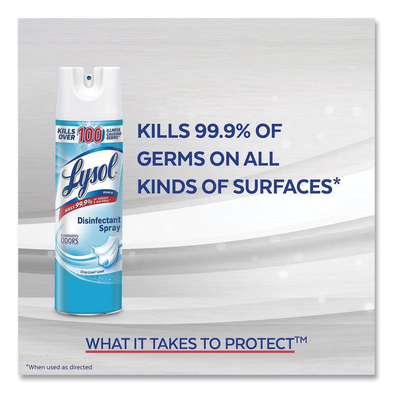 LYSOL Disinfectant Spray, Crisp Linen Scent, 12.5 oz Aerosol Spray, 12/Carton