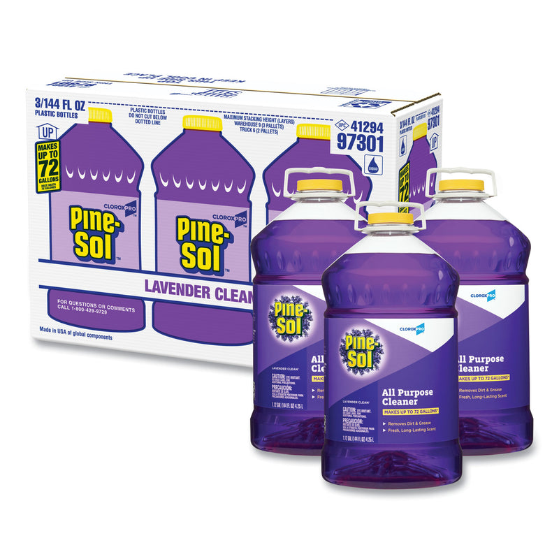 Pine-Sol All Purpose Cleaner, Lavender Clean, 144 oz Bottle, 3/Carton