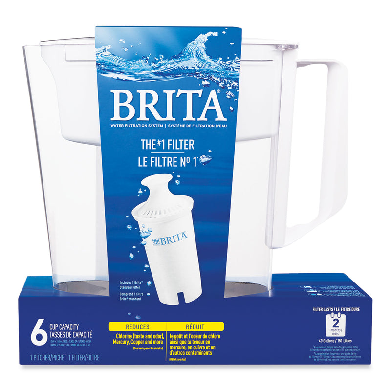 Brita Classic Water Filter Pitcher, 40 oz, 5 Cups, Clear, 2/Carton
