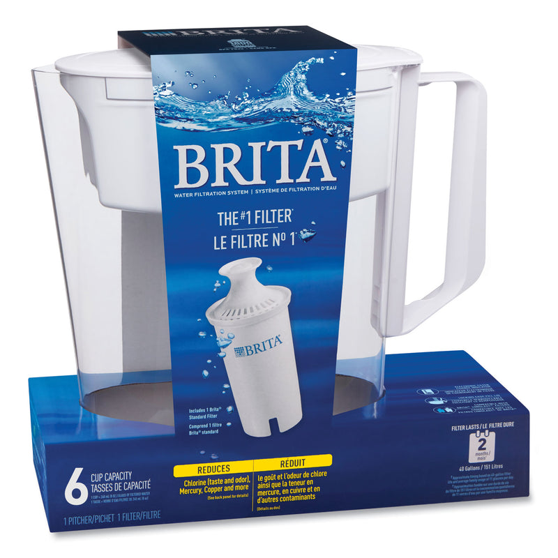 Brita Classic Water Filter Pitcher, 40 oz, 5 Cups, Clear, 2/Carton
