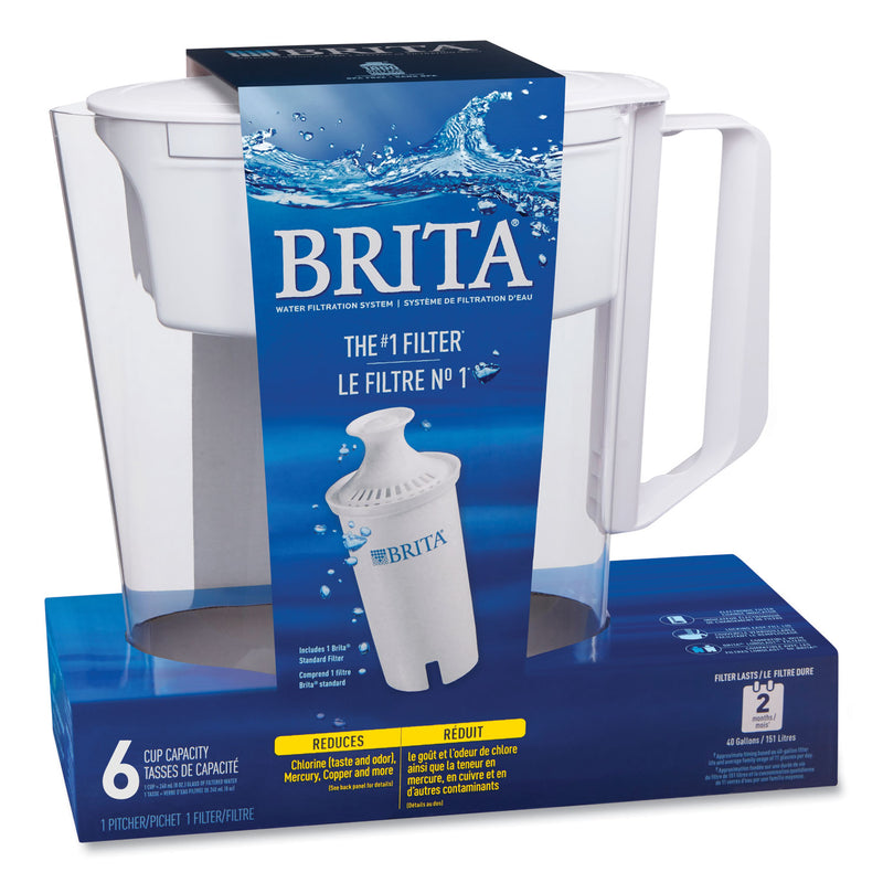 Brita Classic Water Filter Pitcher, 40 oz, 5 Cups, Clear