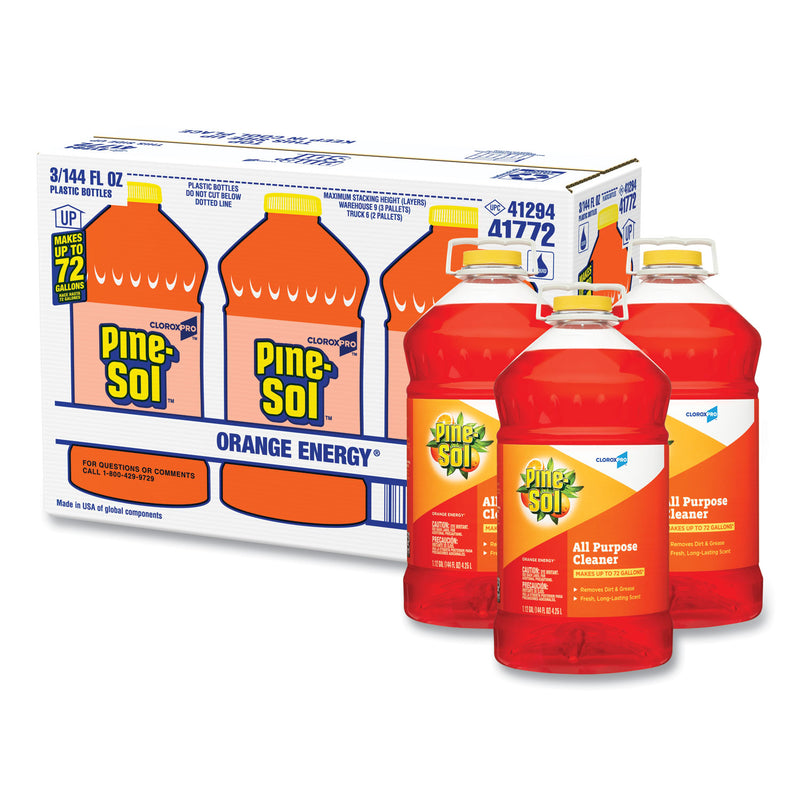 Pine-Sol All-Purpose Cleaner, Orange Energy, 144 oz Bottle, 3/Carton
