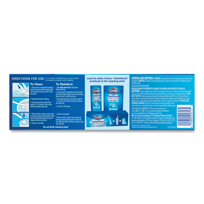 Clorox Disinfecting ToiletWand Refill Heads, Blue/White, 10/Pack, 6 Packs/Carton