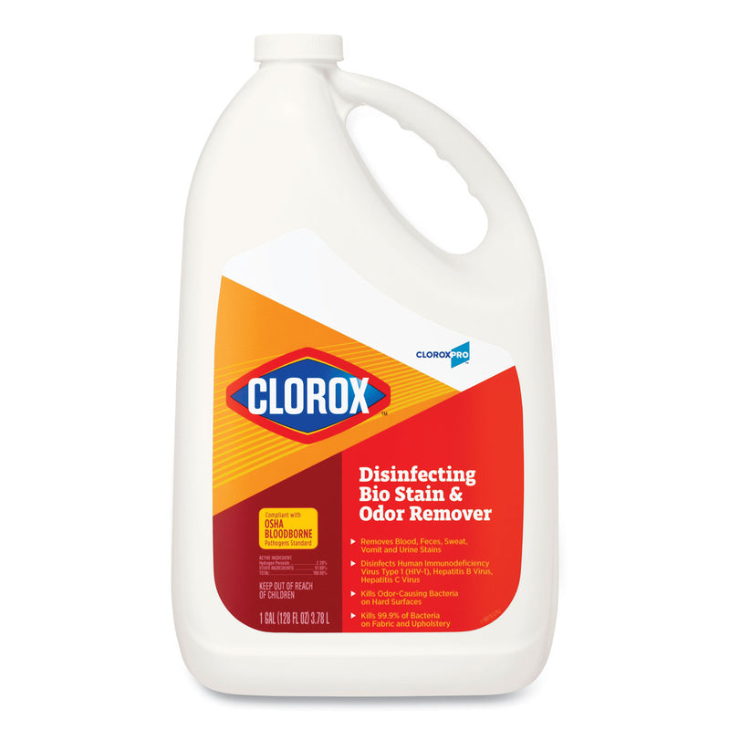Clorox Disinfecting Bio Stain and Odor Remover, Fragranced, 128 oz Refill Bottle, 4/CT