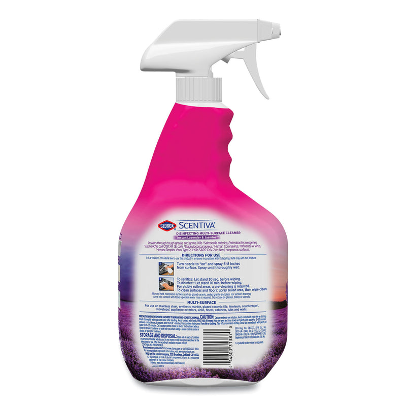 Clorox Scentiva Multi Surface Cleaner, Tuscan Lavender and Jasmine, 32oz, Spray Bottle