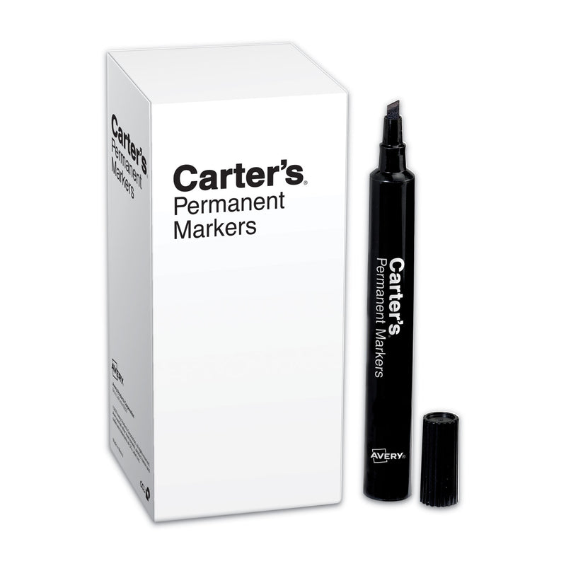 Carter's Large Desk Style Permanent Marker, Broad Chisel Tip, Black, Dozen