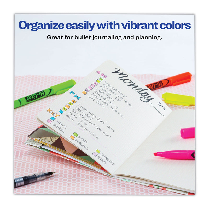Avery HI-LITER Pen-Style Highlighters, Fluorescent Yellow Ink, Chisel Tip, Yellow/Black Barrel, Dozen