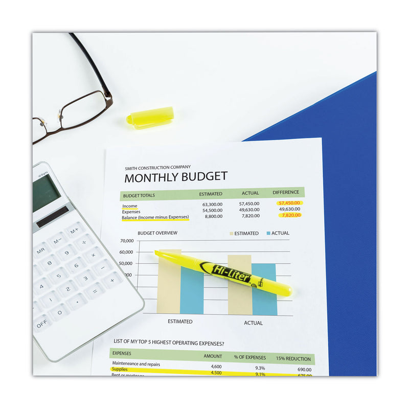 Avery HI-LITER Pen-Style Highlighters, Fluorescent Yellow Ink, Chisel Tip, Yellow/Black Barrel, Dozen