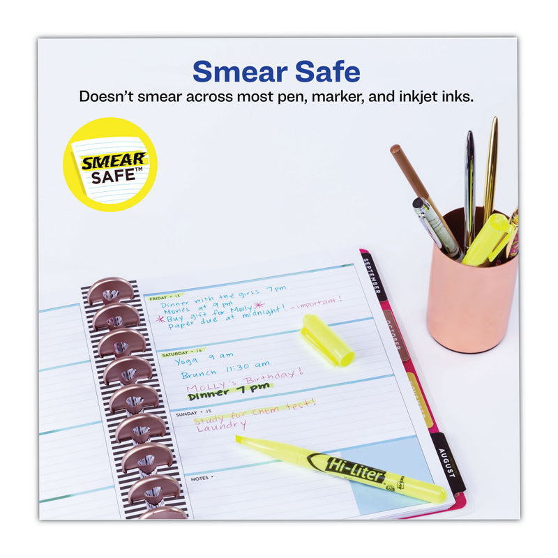 Avery HI-LITER Pen-Style Highlighters, Fluorescent Yellow Ink, Chisel Tip, Yellow/Black Barrel, Dozen