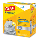 Glad ForceFlex Tall Kitchen Drawstring Trash Bags, 13 gal, 0.72 mil, 23.75" x 24.88", Gray, 100/Box