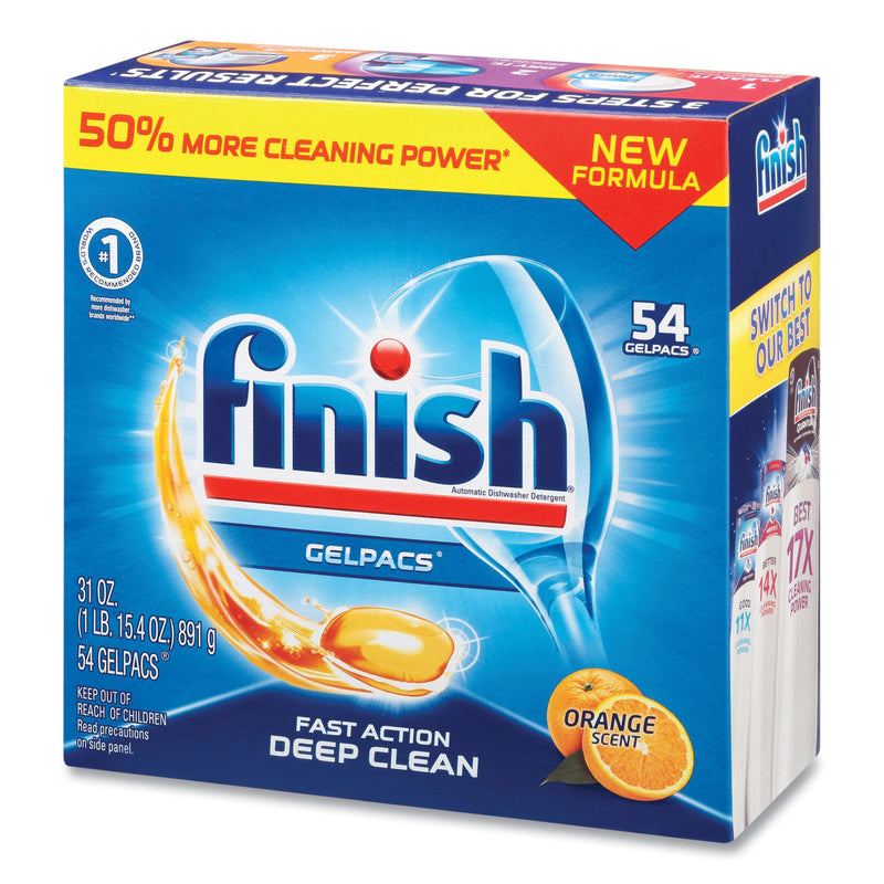 FINISH Dish Detergent Gelpacs, Orange Scent, 54/Box