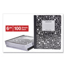 Universal Composition Book, Medium/College Rule, Black Marble Cover, 9.75 x 7.5, 100 Sheets, 6/Pack