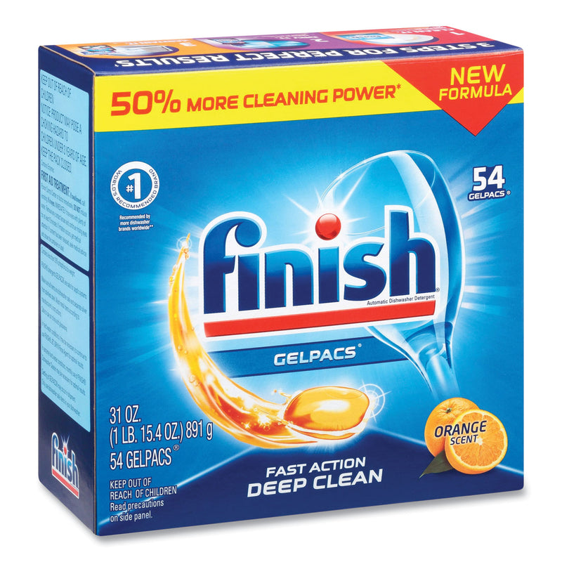 FINISH Dish Detergent Gelpacs, Orange Scent, 54/Box