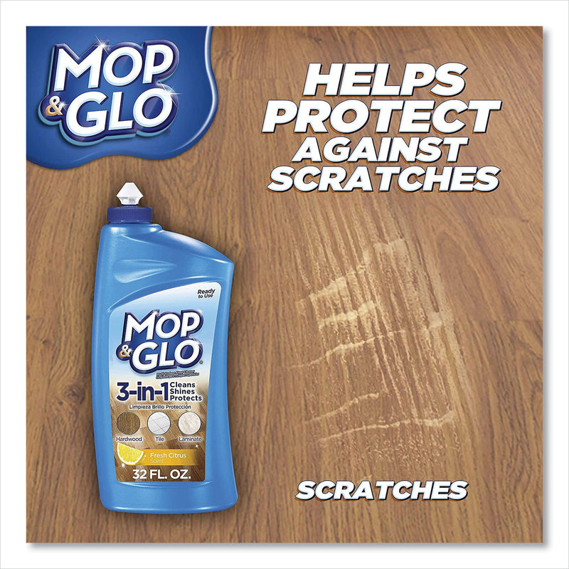 MOP & GLO Triple Action Floor Cleaner, Fresh Citrus Scent, 32 oz Bottle