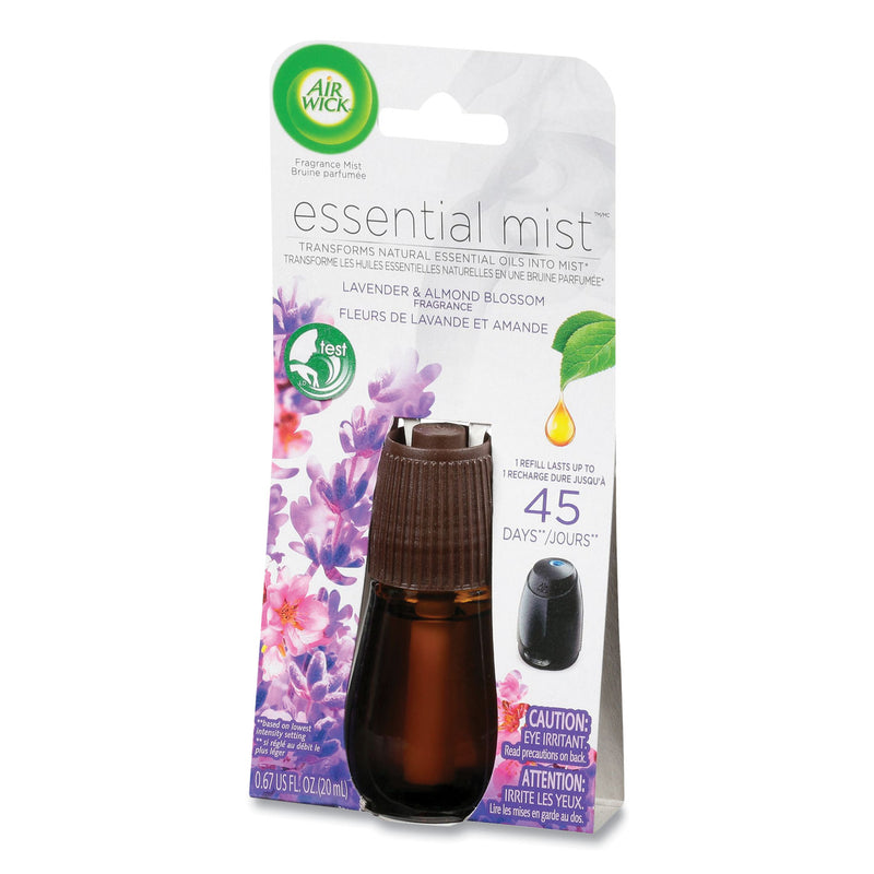Air Wick Essential Mist Refill, Lavender and Almond Blossom, 0.67 oz Bottle, 6/Carton