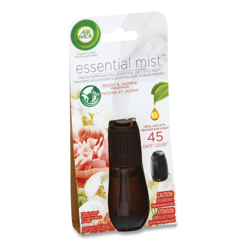 Air Wick Essential Mist Refill, Peony and Jasmine, 0.67 oz Bottle, 6/Carton