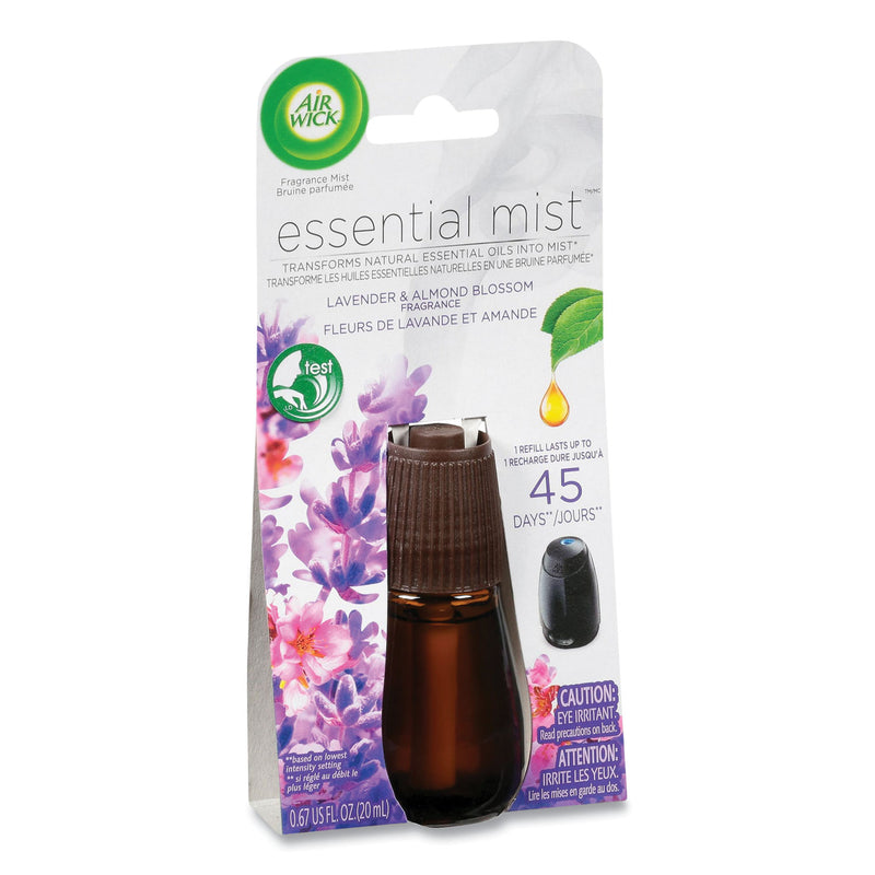 Air Wick Essential Mist Refill, Lavender and Almond Blossom, 0.67 oz Bottle, 6/Carton