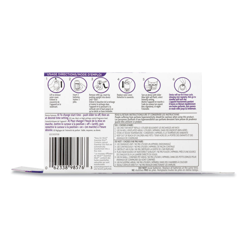 Air Wick Essential Mist Starter Kit, Lavender and Almond Blossom, 0.67 oz Bottle, 4/Carton