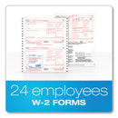 TOPS W-2 Tax Forms, Six-Part Carbonless, 5.5 x 8.5, 2/Page, (24) W-2s and (1) W-3