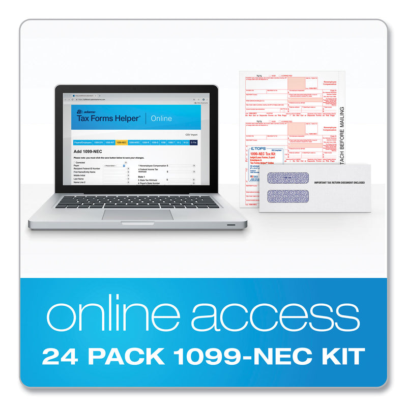 TOPS Five-Part 1099-NEC Online Tax Kit, 8.5 x 11, 3/Page, 24/Pack
