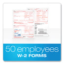 TOPS W-2 Tax Forms, Four-Part Carbonless, 5.5 x 8.5, 2/Page, (50) W-2s and (1) W-3