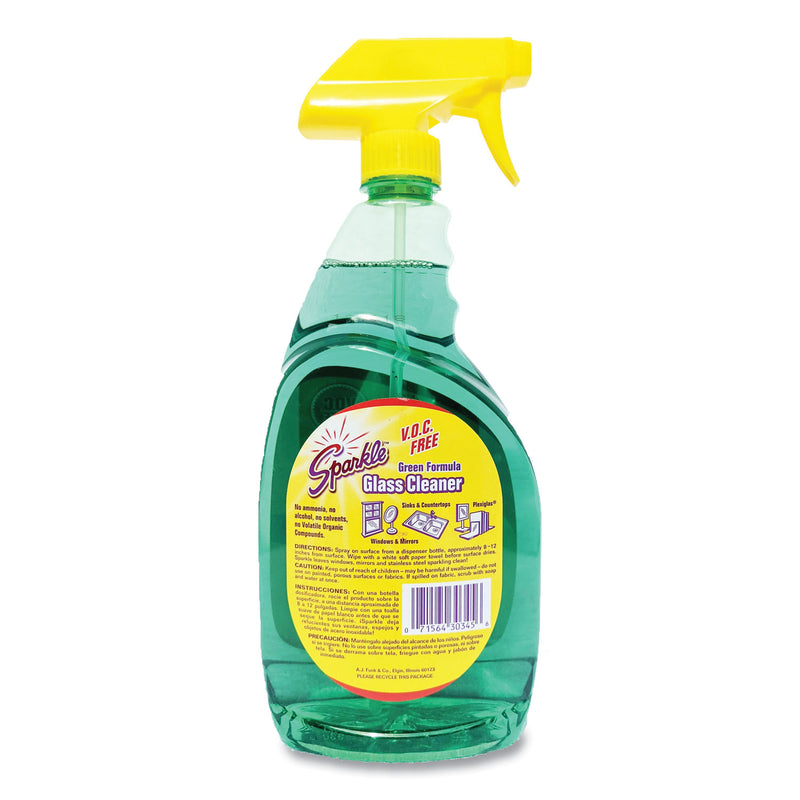 Sparkle Green Formula Glass Cleaner, 33.8 oz Bottle, 12/Carton
