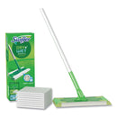 Swiffer Sweeper Mop, 10 x 4.8 White Cloth Head, 46" Green/Silver Aluminum/Plastic Handle, 6/Carton