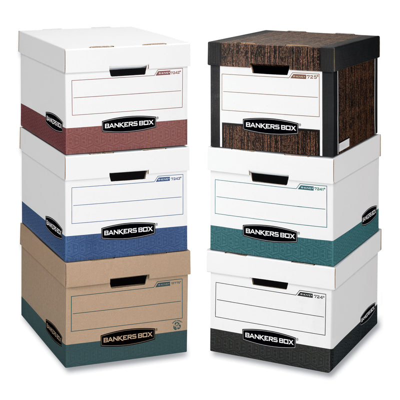 Bankers Box R-KIVE Heavy-Duty Storage Boxes, Letter/Legal Files, 12.75" x 16.5" x 10.38", White/Green, 12/Carton
