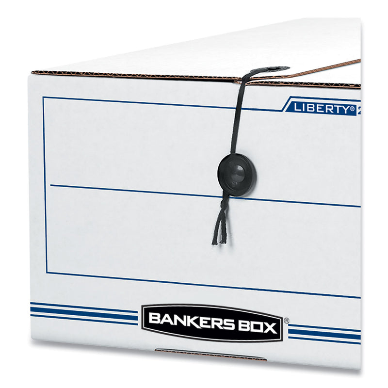 Bankers Box LIBERTY Plus Heavy-Duty Strength Storage Boxes, Legal Files, 15.25" x 24.13" x 10.75", White/Blue, 12/Carton