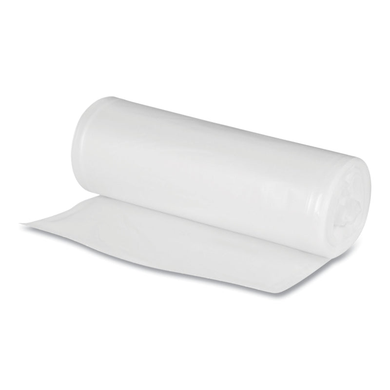 Boardwalk Low Density Repro Can Liners, For Slim Jim Containers, 23 gal, 1 mil, 28" x 45", Clear, 15 Bags/Roll, 10 Rolls/Carton