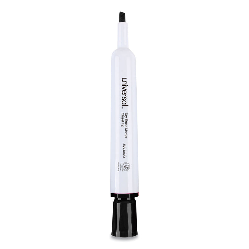 Universal Dry Erase Marker, Broad Chisel Tip, Black, Dozen