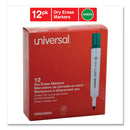 Universal Dry Erase Marker, Broad Chisel Tip, Green, Dozen