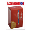Universal Comfort Grip Gel Pen, Retractable, Medium 0.7 mm, Blue Ink, Clear/Blue Barrel, 36/Pack