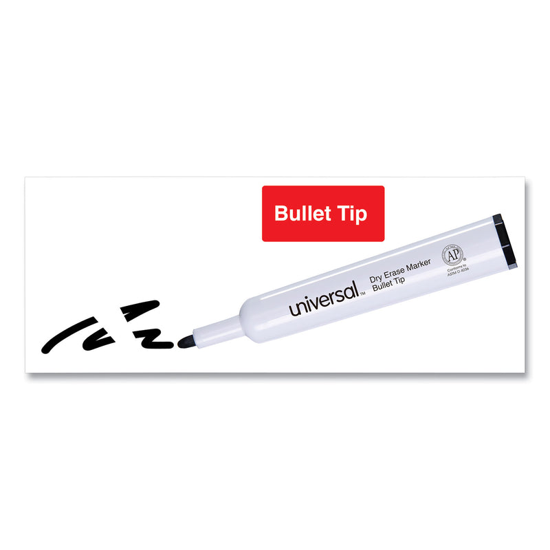 Universal Dry Erase Marker, Medium Bullet Tip, Black, Dozen