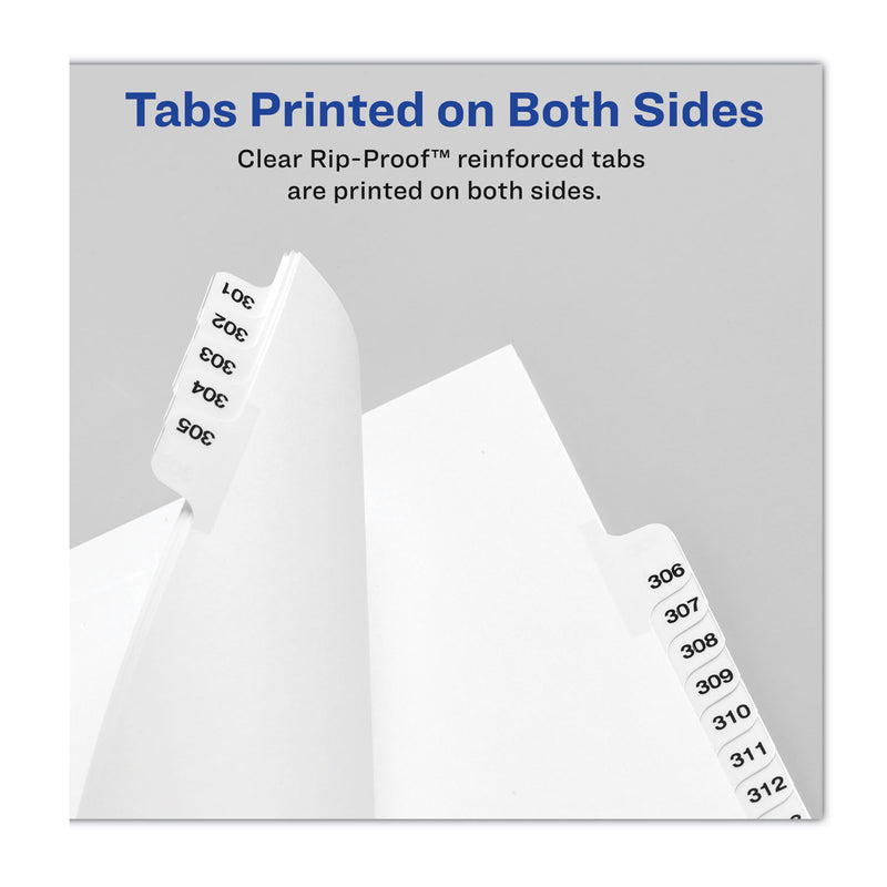 Avery Preprinted Legal Exhibit Side Tab Index Dividers, Avery Style, 25-Tab, 276 to 300, 11 x 8.5, White, 1 Set, (1341)