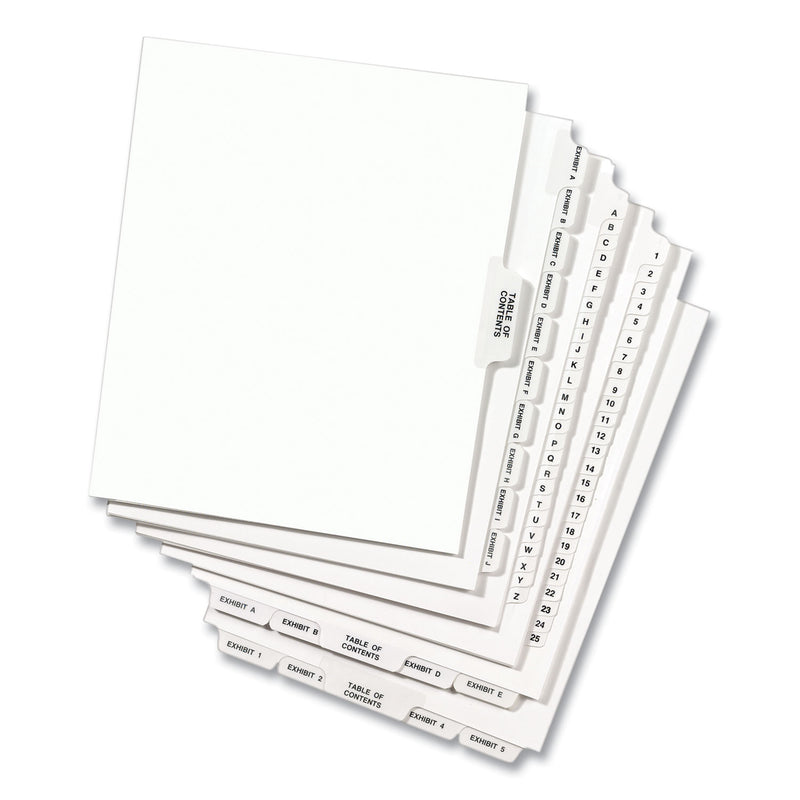Avery Preprinted Legal Exhibit Side Tab Index Dividers, Avery Style, 10-Tab, 30, 11 x 8.5, White, 25/Pack, (1030)