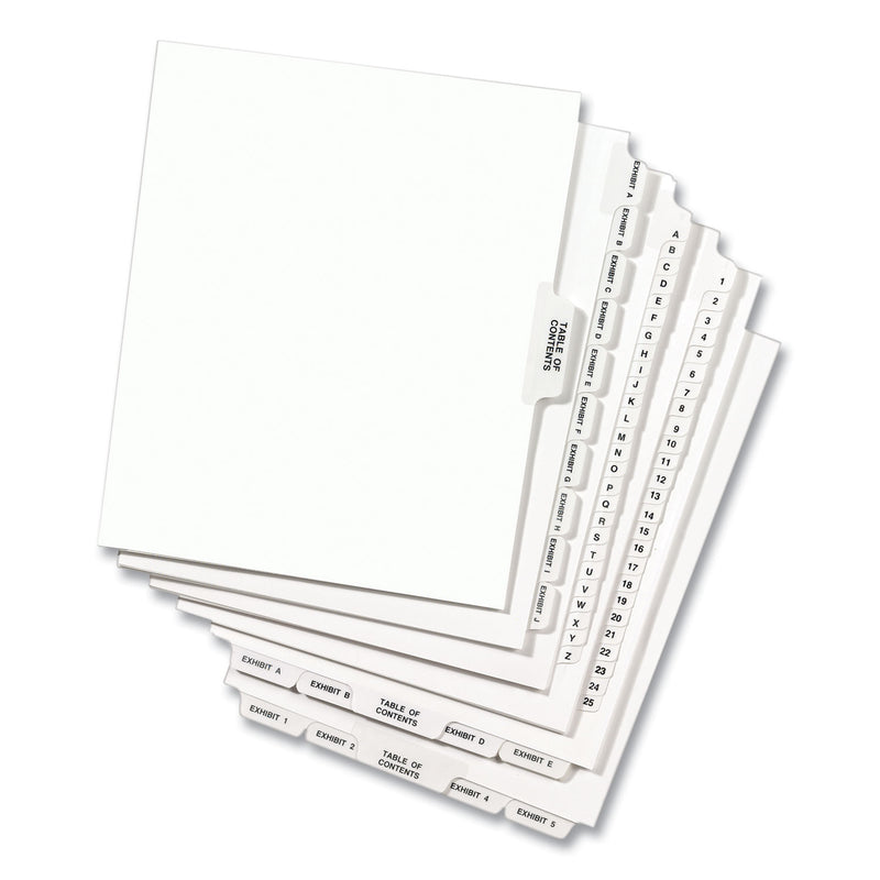 Avery Preprinted Legal Exhibit Side Tab Index Dividers, Avery Style, 10-Tab, 53, 11 x 8.5, White, 25/Pack, (1053)