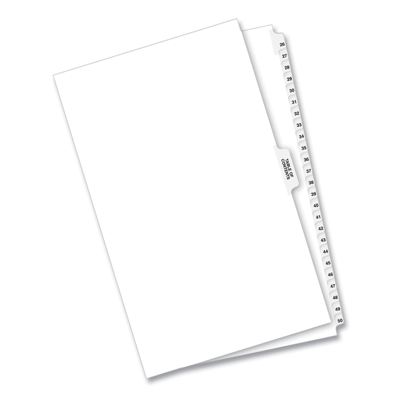 Avery Preprinted Legal Exhibit Side Tab Index Dividers, Avery Style, 26-Tab, 26 to 50, 14 x 8.5, White, 1 Set