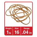 Universal Rubber Bands, Size 16, 0.04" Gauge, Beige, 1 lb Box, 1,900/Pack