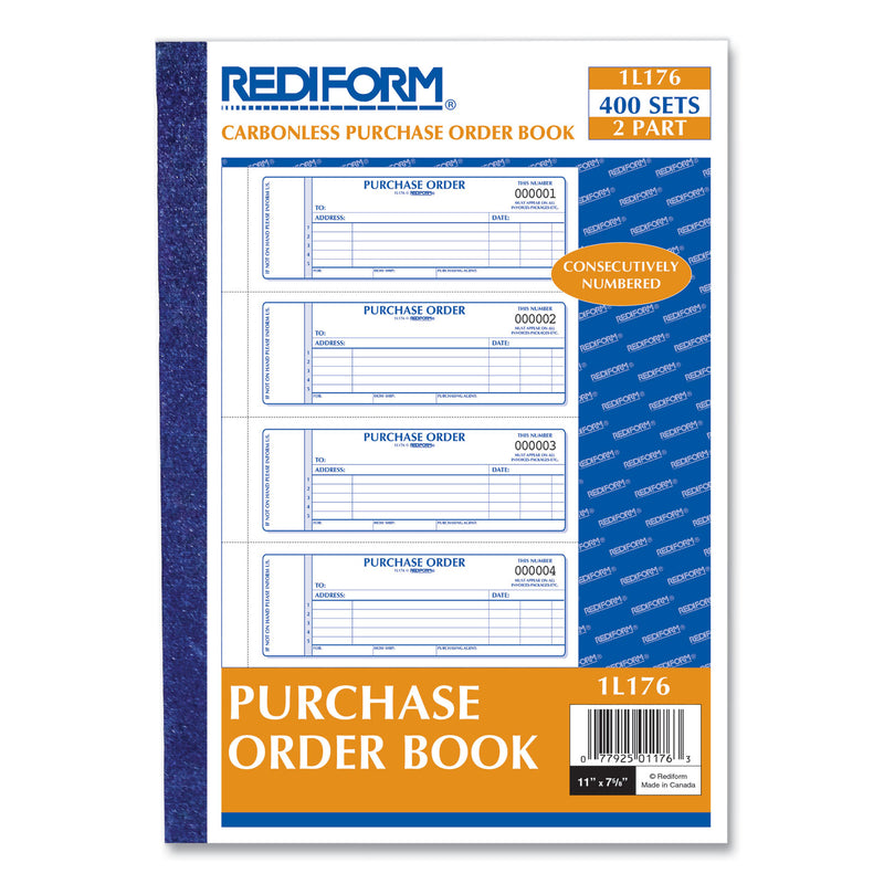 Rediform Purchase Order Book, Two-Part Carbonless, 7 x 2.75, 4/Page, 400 Forms