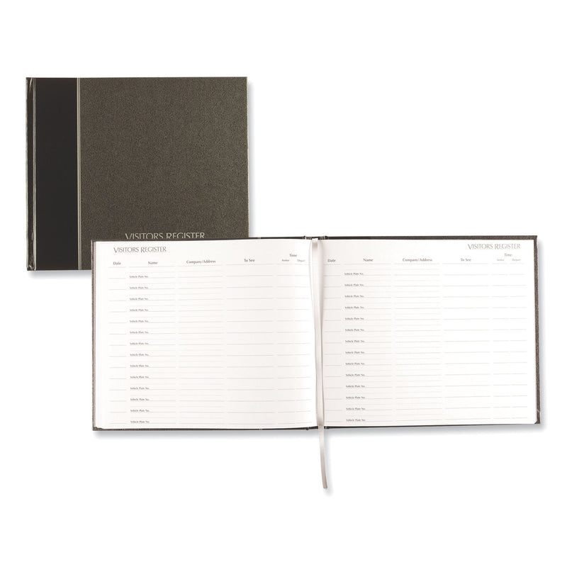 National Hardcover Visitor Register Book, Black Cover, 9.78 x 8.5 Sheets, 128 Sheets/Book