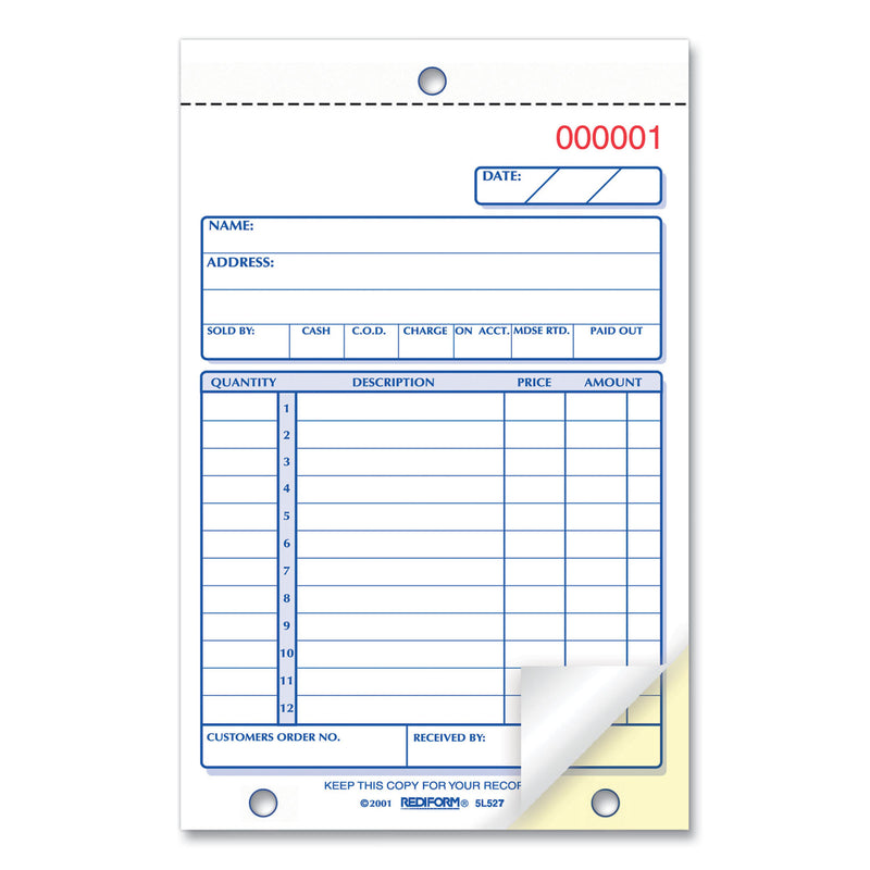 Rediform Sales Book, Two-Part Carbonless, 4.25 x 6.38, 1/Page, 50 Forms