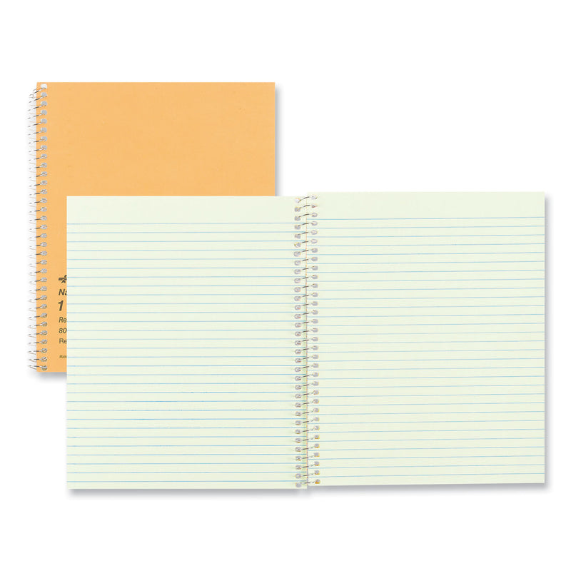 National Single-Subject Wirebound Notebooks, 1 Subject, Narrow Rule, Brown Cover, 8.25 x 6.88, 80 Eye-Ease Green Sheets