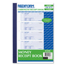 Rediform Money Receipt Book, Three-Part Carbonless, 7 x 2.75, 4/Page, 100 Forms