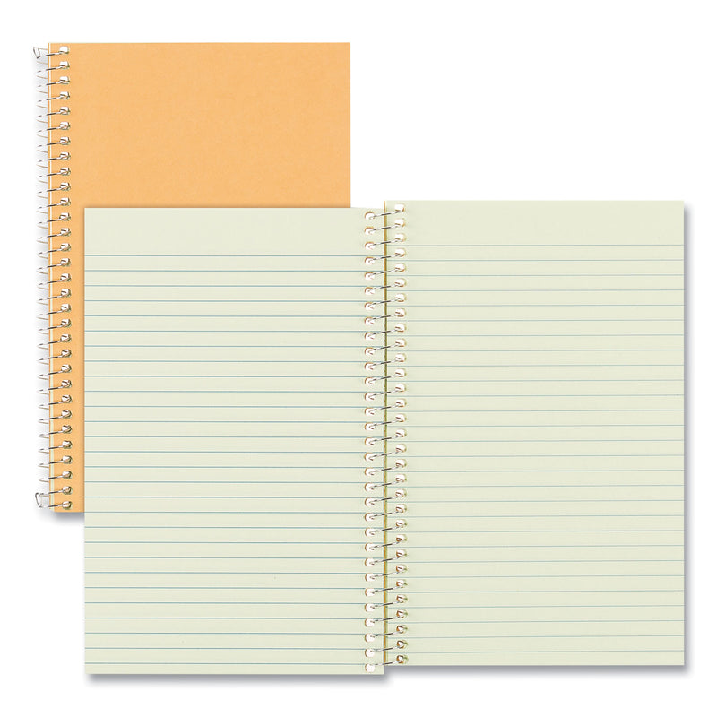 National Single-Subject Wirebound Notebooks, 1 Subject, Narrow Rule, Brown Cover, 7.75 x 5, 80 Eye-Ease Green Sheets
