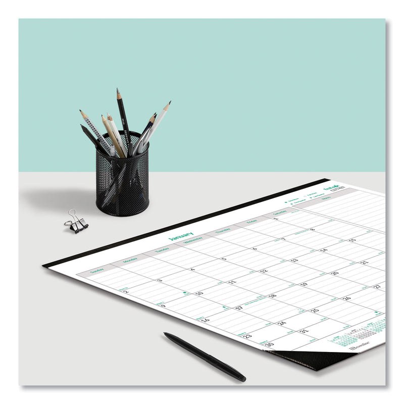 Brownline EcoLogix Monthly Desk Pad Calendar, 22 x 17, White/Green Sheets, Black Binding/Corners, 12-Month (Jan to Dec): 2023