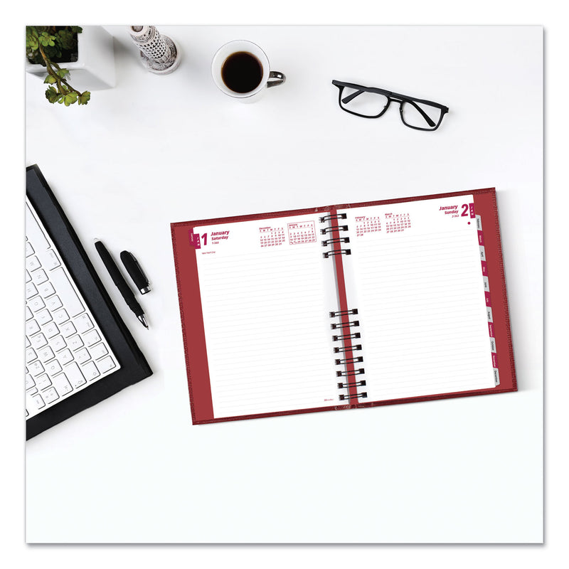 Brownline CoilPro Ruled Daily Planner, 8.25 x 5.75, Red Cover, 12-Month (Jan to Dec): 2023
